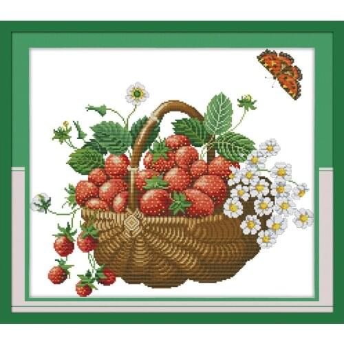 Tempting strawberry fruit counted printed on the canvas 11CT 14CT DIY kit Cross Stitch embroidery needlework Sets home decor