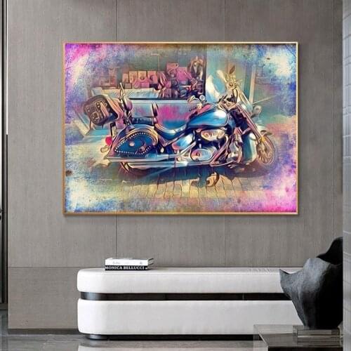 Vintage Motor Cycle Art Posters and Prints on The Wall Canvas Painting Wall Art Colorful Picture for Living Room Home Decor