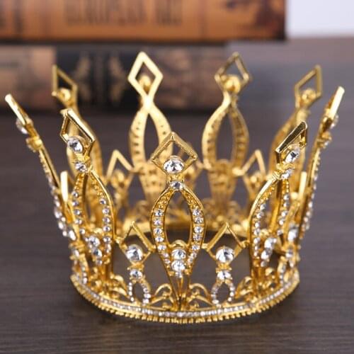 Vintage Gold Women Hair Jewelry Headdress Crystal Tiaras And Crowns Bridal Queen King Diadem Wedding Hair Accessories Pageant