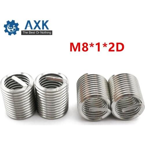 50pcs M8*1*2D Wire Thread Insert Stainless Steel 304 Wire Screw Sleeve, M8 Screw Bushing Helicoil Wire Thread Repair Inserts