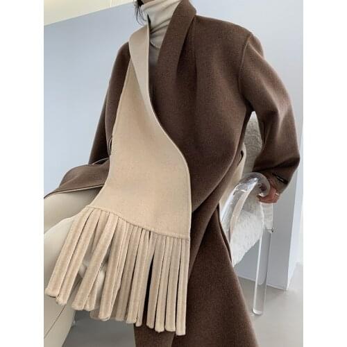 High-end scarf designer second double-sided cashmere coat woolen coat female Korean version 21 new