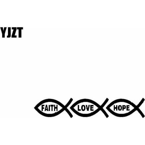 YJZT 12.7CM*2.4CM Christian Fishes Jesus Faith Vinyl Car Motorcycle Sticker Decals Black/Silver C13-000180