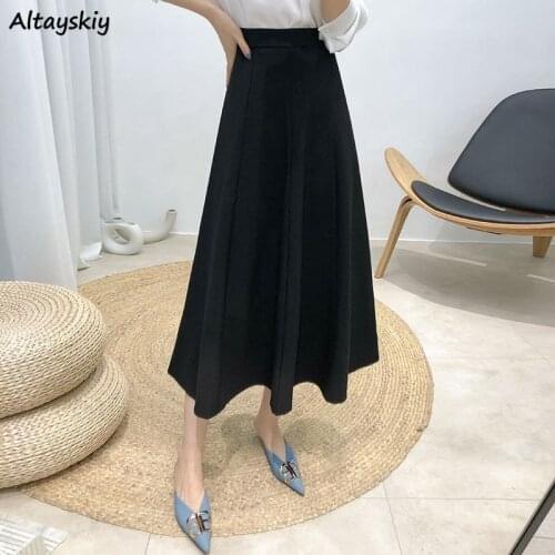 Skirts Women Summer Tender New Large Size Korean Style Office Ladies Simple Elegant Retro Leisure Daily Trendy Empire Solid Chic