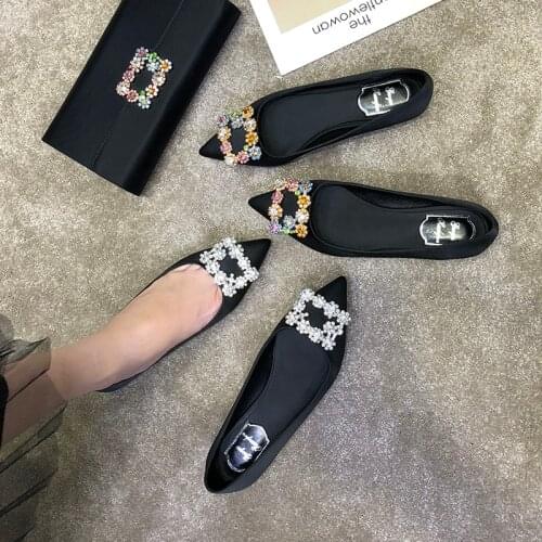 2020 Fashion Buckle Flats For Women Boat Shoes Brand Ladies Flats High Quality Women Single Shoes Wedding Dress Shoe Size 34-45