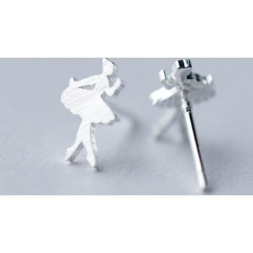 925 sterling svearrings female sweet brushed princess ballet dancers earrings little girl earrings jewelry for women