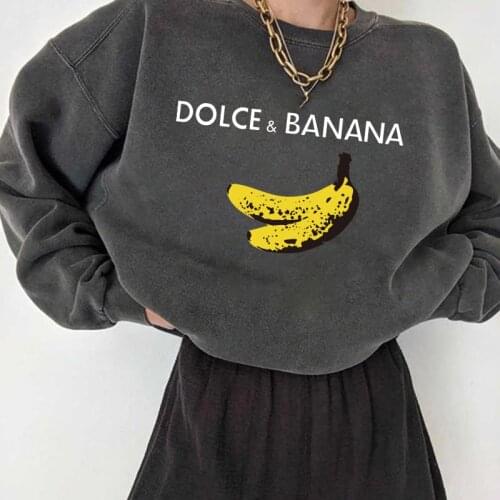 Dolce&banana Print Women Sweatshirts Streetwear Round Neck Long Sleeve Drop Shoulder Loose Winter Woman Sweatshirts Moletom