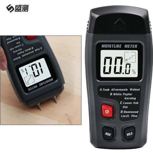 0-99.9% Mini Two Pins Digital Wood Moisture Meter Humidity Tester Timber Damp Detector Accuracy Meter Test LCD Display ToolD1045