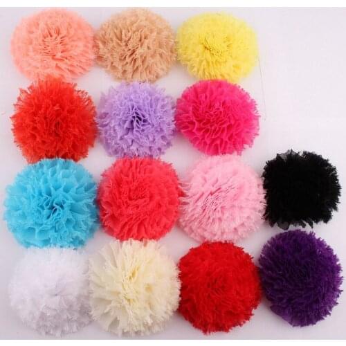 120pcs/lot 3.6" 14colors Frayed Chiffon Flowers For Children Hair Accessories Artificial Chic Shabby Fabric Flowes For Headbands