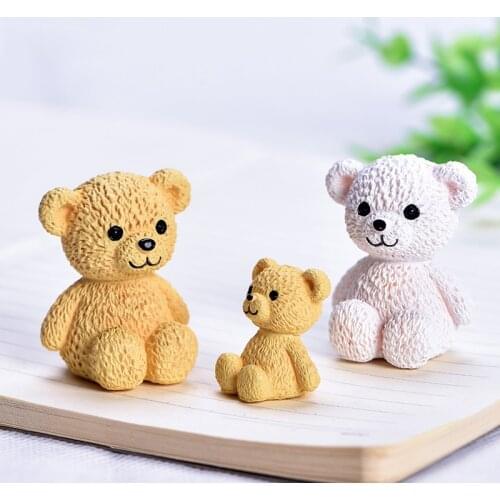 5Pcs Resin Kawaii Bear Figurines Miniature Craft Fairy Garden Ornament Miniature Dollhouse Home Decoration Accessories Hot Sale