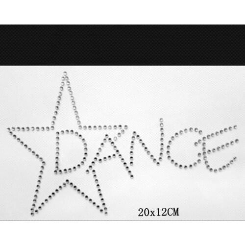 Free shipping DANCE with a star for dancer hotfix Rhinestone Iron On Heat Transfer