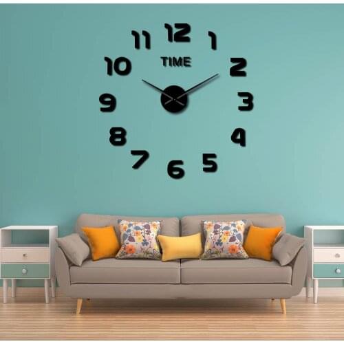 DIY Arabia Numerals Wall Clock 3D Mirror Surface Clock Watch Quiet Sweep Quartz Acrylic Sticker Simple Modern Watch Home Decor