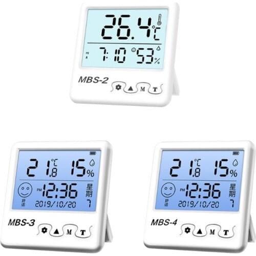 Indoor Digital Thermometer Hygrometer Wall Mount Desk Clock Electronic Weather Station Temperature Humidity Gauge Meter