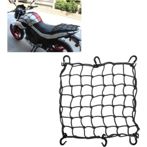 Motorcycle Luggage Net Storage Cable Tie 15.75" x15.75" Bungee Cargo Net With 6 Adjustable Hook Elastic Super Elastic Net