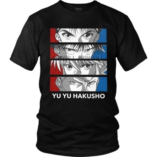 Yu Yu Hakusho T Shirt Men Cotton Printing T-shirt Harajuku Tshirt Short Sleeve Manga Yusuke Urameshi Kurama Hiei Kuwabara Tee