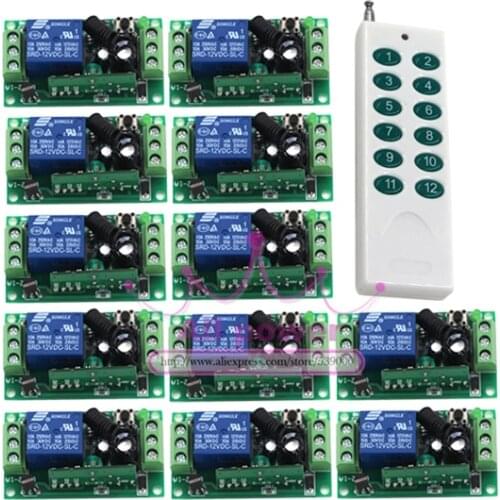 Hot Sale Wireless RF Remote Control Switches 1pcs 12CH Remote Controller with 1CH 12pcs Receivers 315Mhz/433Mhz