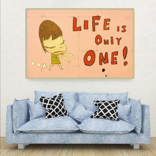 Holover Yoshitomo Nara"Life Is Only One"Canvas Oil Painting Japanese Manga Poster Unframed Cartoon Wall Art Home Decor Aesthetic