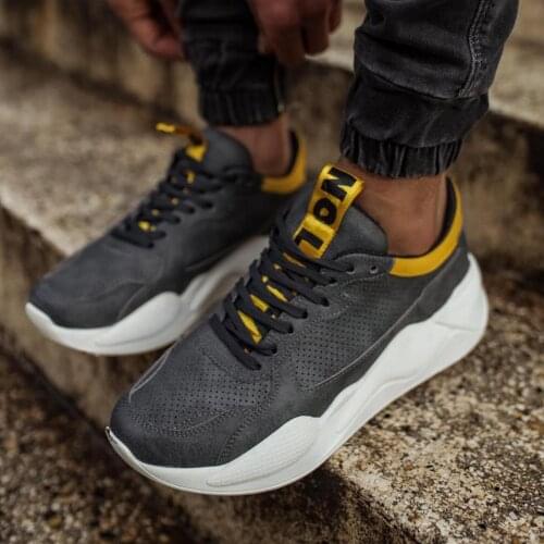 Knack Sneakers Ayakkabı 606 Gri Sarı Yazın En Trend Modası İçin Tam Size Uygun Türkiye'de Üretildi Hızlı Kargo İndirim fırsatı