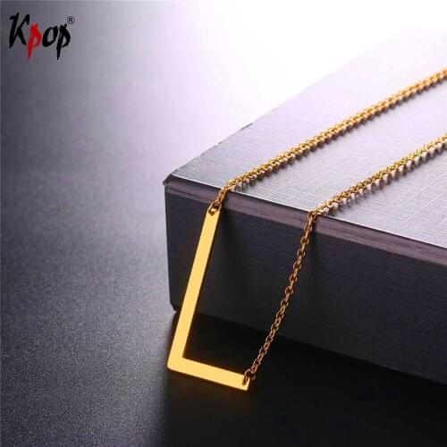 Kpop Stainless Steel Letter L Pendant With Chain Choker Gold/Black Color For Man/Woman Clavicle Chain Necklace Jewelry P2613