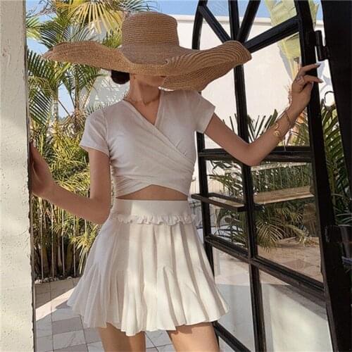 Summer Slimming Gather Womens Bikini Swimsuit Split Fashion Sexy Hot Spring Vacation with Chest Pad and Underwire