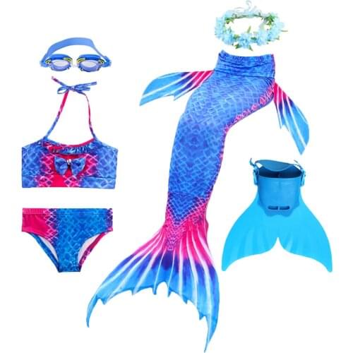 Summer 2020 Girls Mermaid Dress Up Swimsuit 3 Piece Set Mermaid Tail Outfit Set Beach Summer Party Role Playing
