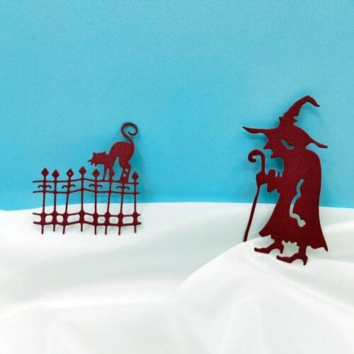 Metal Die Cuts Templates Stencil Crafts Wizard And Cat Metal Hollow Cutters Card Making Family Photo Album Cutting Dies