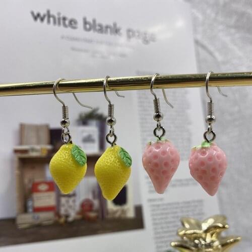 Fashion Cute Lemon Strawberry Earrings Punk Jewelry For Cool Women Girl Friendship Gifts
