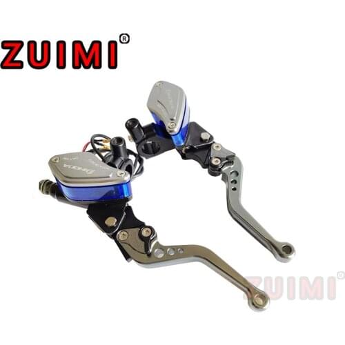 Motorcycle Universal 7/8" 22mm Clutch Lever With M10 Mirror Hole Brake Pump Master Cylinder Piston 14mm Tie Rod Hydraulic Handle