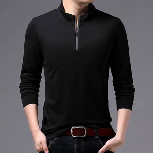 New Spring Autumn Mens Blouse Casual Pullover Mens Long Sleeve Man Slim Round Collar Pullovers Male Coats Half Zip Sweater