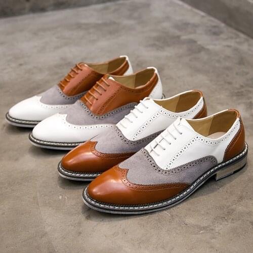 Yomior British Business Casual Brogue Shoes New Fashion Men Dress Leather Shoes Pointed Toe Formal Party Wedding Oxfords Loafers