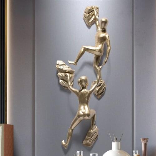 Nordic Resin Rock Climbing Character Wall Mural Hotel Store Office Wall Hanging Crafts Home Livingroom Wall Sticker Decoration