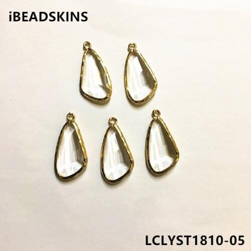 New arrival! 29x15mm 40pcs/lot gold color Copper Material with white Glass drop-shape connection for Jewelry handmade DIY