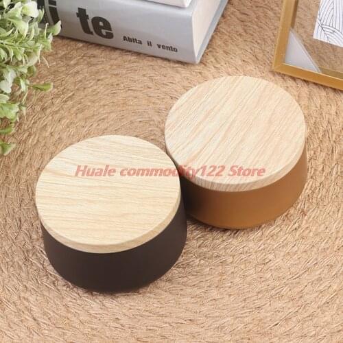New Candle Jars Candle Box Tinplate Can Wood Grain Lids Cosmetic Pot Containers Hot Hot