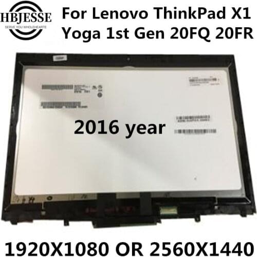 Original 14" 20FQ WQHD LCD LED Display Touch Screen Digitizer Assembly For Lenovo X1 Yoga 1st Gen 2560*1440 2016 year