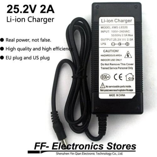 Real 25.2V 2A / 24V 2A Lithium Ion Battery Charger AC 100-240V adapter EU Plug Converter and US Plug for Lithium Ion Battery