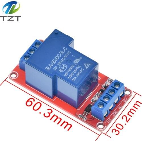 TZT 5V 30A Two-way isolation relay module High/low level trigger 5V 30A 1-Channel Relay Module+Electronic With Optocoupler
