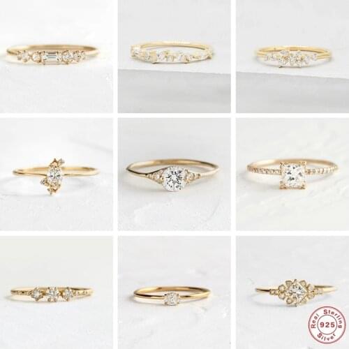 Luxury 925 Sterling Silver Ring Minimalist Bling White Zircon Finger Rings For Women Lovers' Couples Anillos Wedding Jewelry