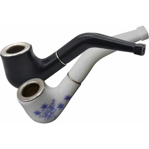 Handheld Tobacco Pipe Mini Portable Blue White Pattern Tobacco Pipe Cigarette Holder Tobacco Filter For Beginner Smoke Tools