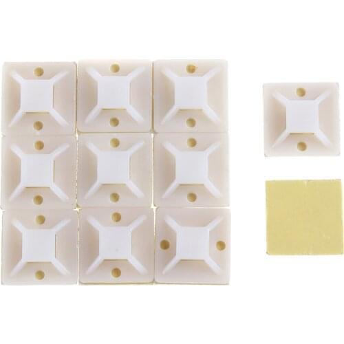 Wholesale 100pcs/pack Cable Wire Zip Tie Self-Adhesive Mounts Mounting Base Clamps Clip 20mmx20mm