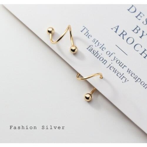 DAIWUJAN Minimalism Spiral Beaded Ear Cuff Clip Earrings For Women 925 Sterling Silver Small Ear Piercing Earrings Punk Jewelry