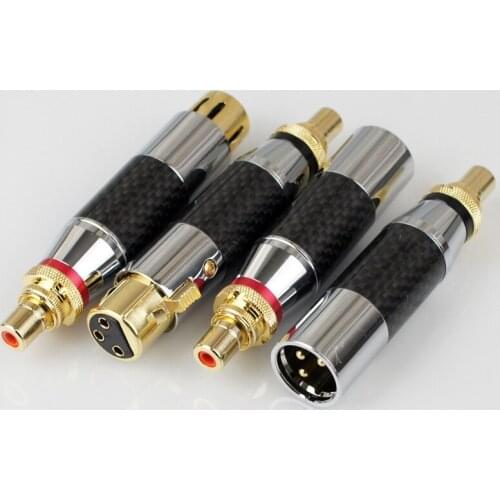 RCA To XLR 3pin Connector Carbon Fiber Brass RCA Audio Jack Speaker Connectors Female Male 3 pin Converter Microphone XLR Cable
