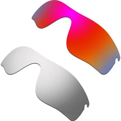 HKUCO For Radarlock Path Sunglass Polarized Replacement Lenses Color-Red & Titanium 2 Pairs