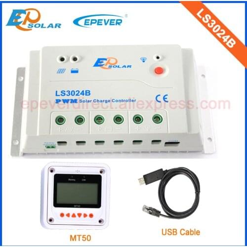 Solar 12V regulator fast delivery to France/Netherlands,LS3024B 30A 30amps 24V charger MT50 remote Meter and USB cable connect
