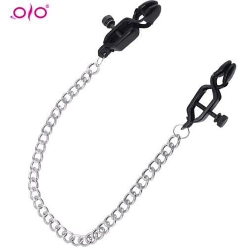 OLO 1 Pair Metal Bell Nipple Clamps With Chain Clips Flirting Teasing Sex Flirt Bondage Kit Slave Bdsm Exotic Accessories
