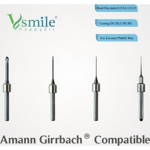 CAD/CAM dental milling burs Compatible with AmannGirrbach CADCAM Systems for Dental Lab