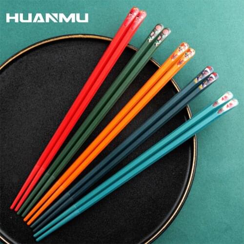 Print Chopsticks Mildew Proof 24cm Alloy Fiber High Temperature Sushi Food Stick Chopsticks For Hotel High-Quality Tableware