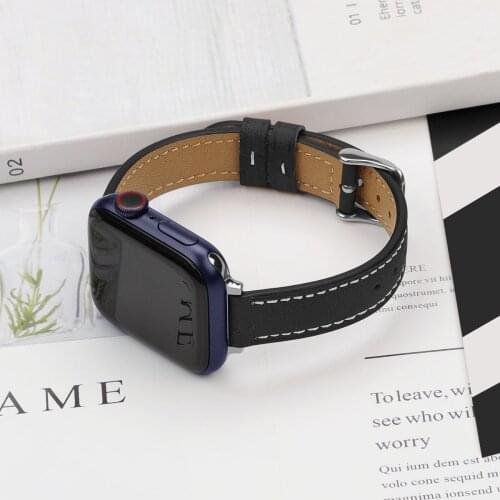 Slim Leather Strap For Apple Watch 6 44mm Band SE 40mm iWatch Series 5 4 Thin Bracelet For Applewatch 3 42mm 38mm Watchbands