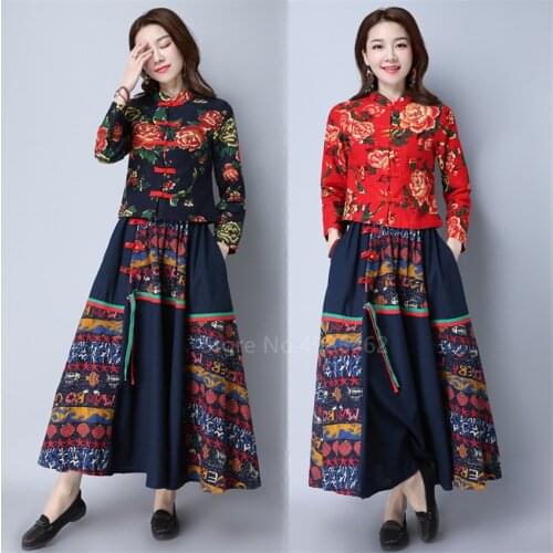 Traditional Chinese Style Flower Print Fashion Women Female Vintage Elegant Tang Suit Top Linen Clothes Slim Short Ethnic Jacket