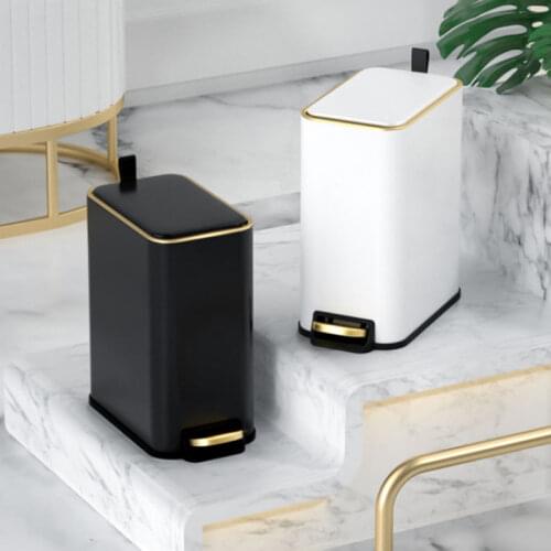 Fypo Stainless Steel Pedal Trash Can Household Narrow Metal Garbage Bin with Lid For Kitchen Living Room Bathroom Trash Bags