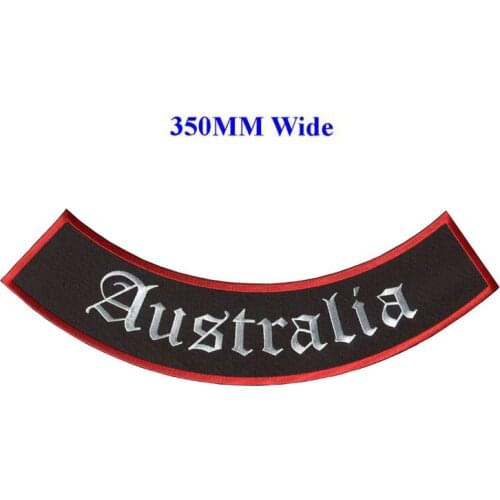 Top and bottom Australia embroidered patches & rockers for motorcycle clubs and individual bikers with iron on backing