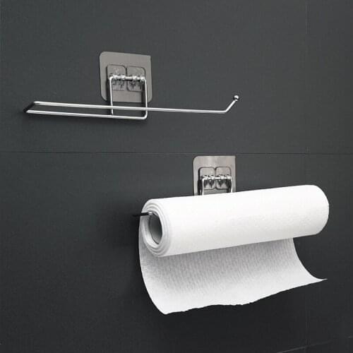 Kitchen Towel Hook Rack Paper Holder Hanger Tissue Roll Towel Rack Hanging Organizer Storage Strong Adhesiveness Hook Holder